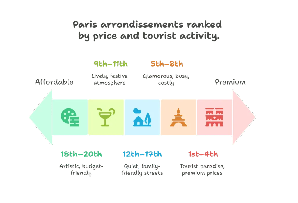 Paris arrondissements ranked by price and tourist activity